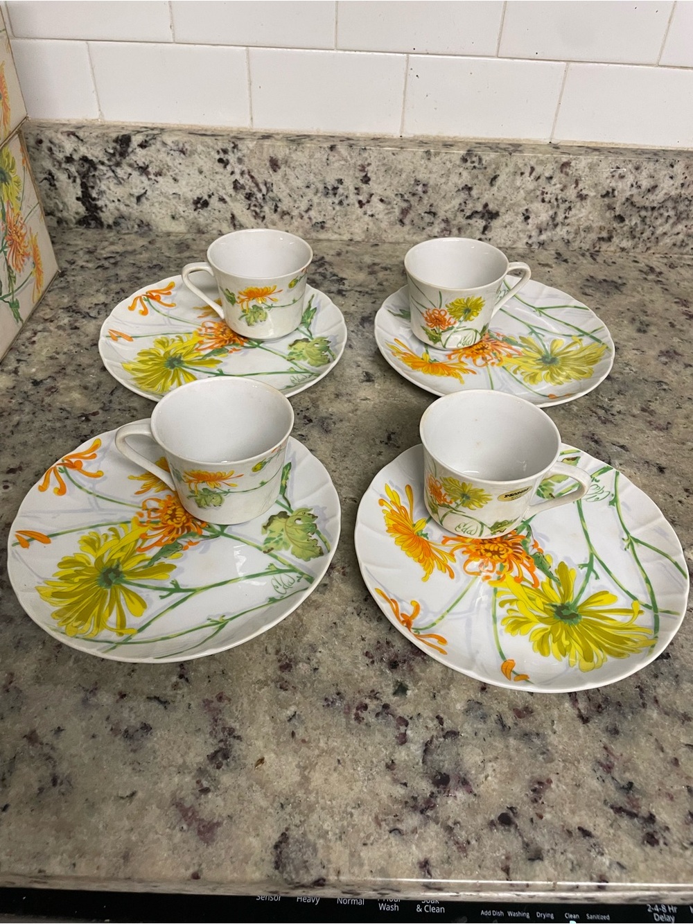 Vintage 1975 Set Seymour Mann Chrysanthemum Plate Cup by Eda Lunch Tea Time wate